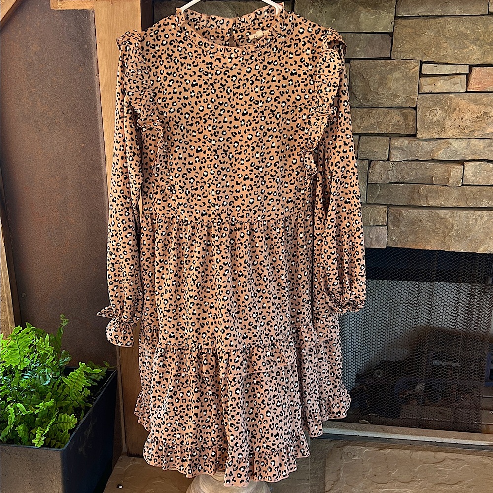 JODIFL Leopard Print Long Sleeve Dress